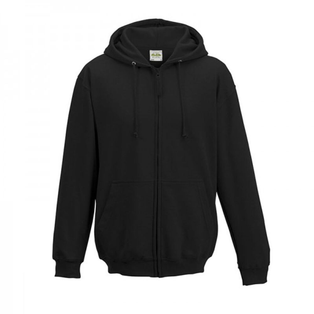 Awdis Plain Mens  Sweatshirt Hoodie Zoodie 18 Colours Szs  / Jet Black